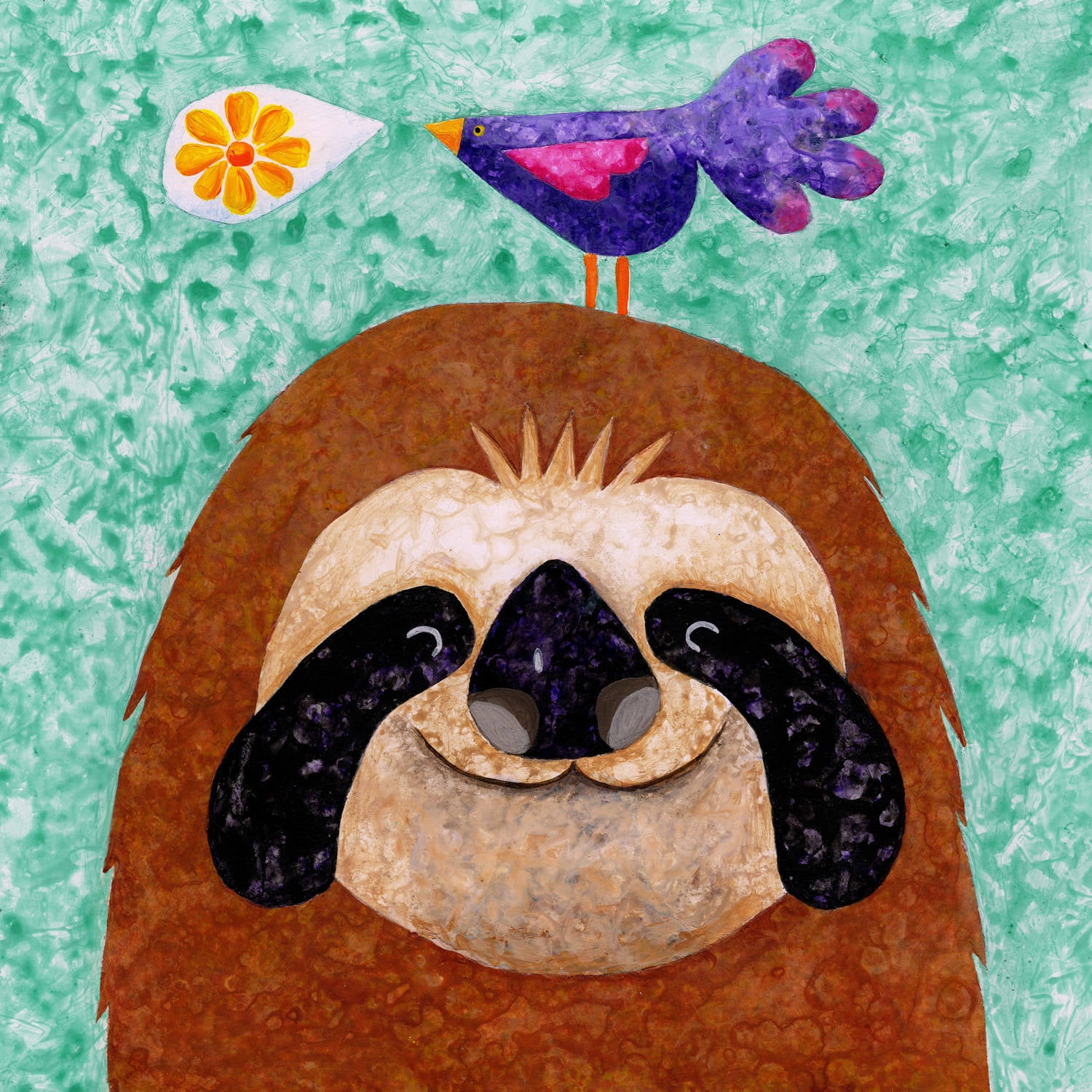 "Sloth Happy" Painting Print on Wrapped Canvas