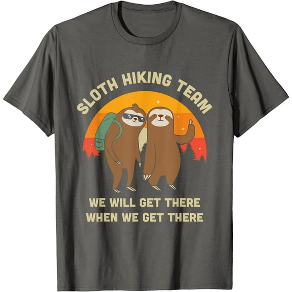 Sloth Hiking Team Funny Vintage Gift Unisex T-Shirt for Men Women Kids Toddler,Charcoal Color,Size YXL