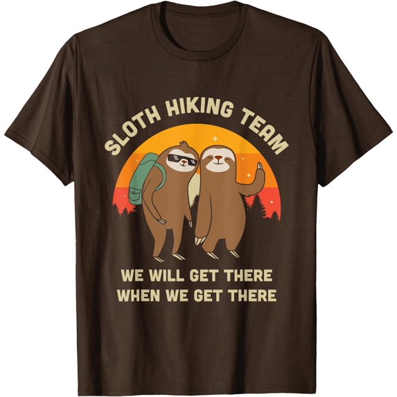 Sloth Hiking Team Funny Vintage Gift Unisex T-Shirt for Men Women Kids Toddler,Dark Chocolate Color,Size 2XL