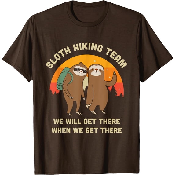 Sloth Hiking Team Funny Vintage Gift Unisex T-Shirt for Men Women Kids Toddler,Dark Chocolate Color,Size YXL