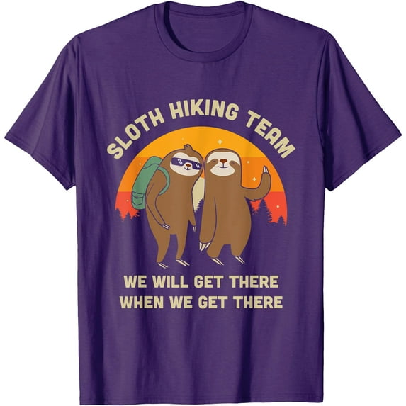 Sloth Hiking Team Funny Vintage Gift Unisex T-Shirt for Men Women Kids Toddler,Purple Color,Size 4XL