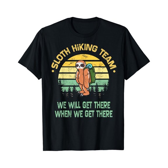 Sloth Hiking Team Hiker Camper Funny Retro T-Shirt