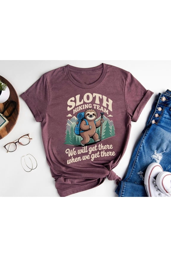 Sloth Hiking Team Shirt: Adventure Graphic Tee TSHIRT All Size S-5XL