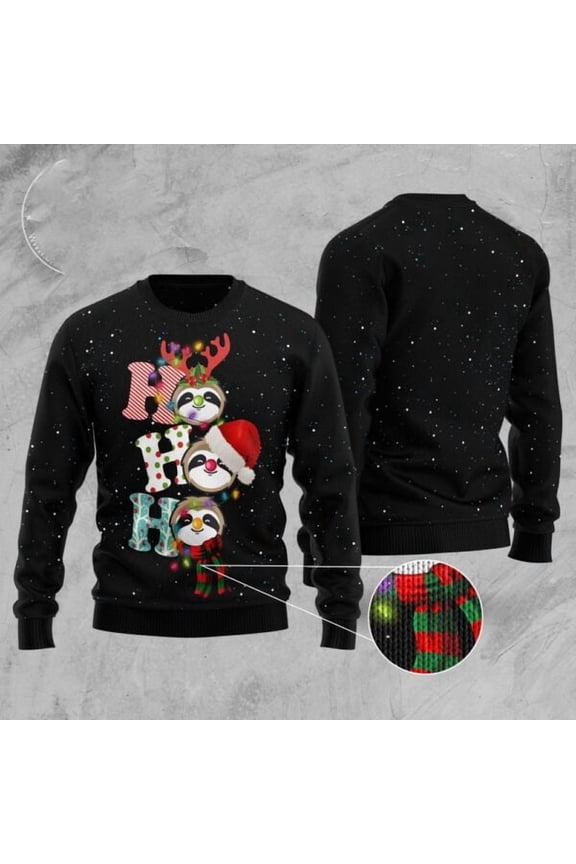 Sloth Ho Ho Ho 3D Christmas Sweater, Christmas Sweater, 3D Sweater, Funny Xmas Sweaters