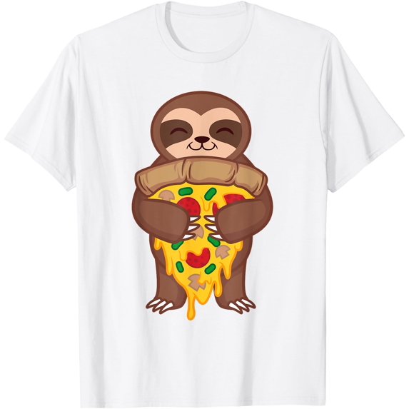 Sloth Holding Pizza Funny Foodie Animal Lover Gift Unisex T-Shirt for Men Women Kids Toddler