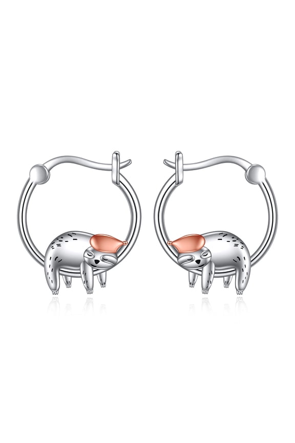 Sloth Hoop Earrings S925 Sterling Silver Cartilage Huggie Earrings Animal Jewelry for Women