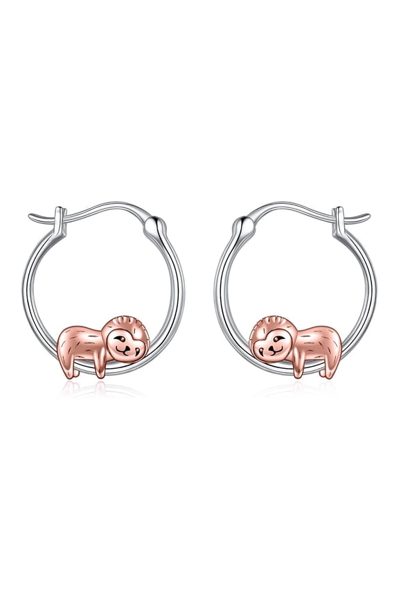 Sloth Hoop Earrings S925 Sterling Silver Cute Animal Earring Jewelry Birthday Gifts for Women