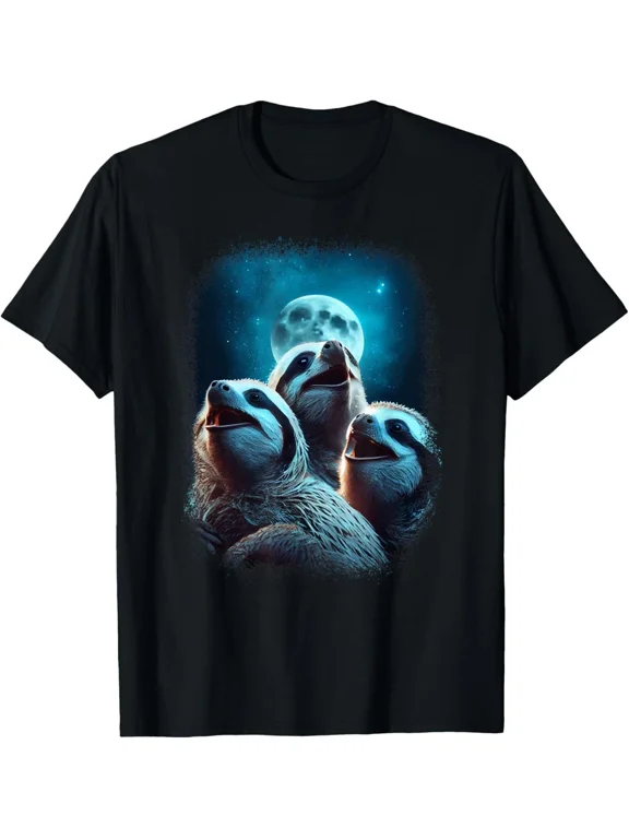 Sloth Howling At The Moon Funny Wild Animal Pet Sloth Lover T-Shirt Gift for Dad