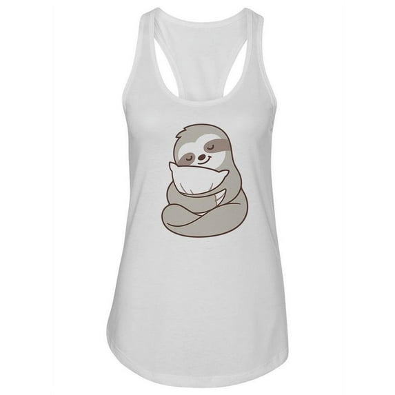 Sloth Hugging A Pillow Racerback Tank Women -Image by Shutterstock, Female XX-Large