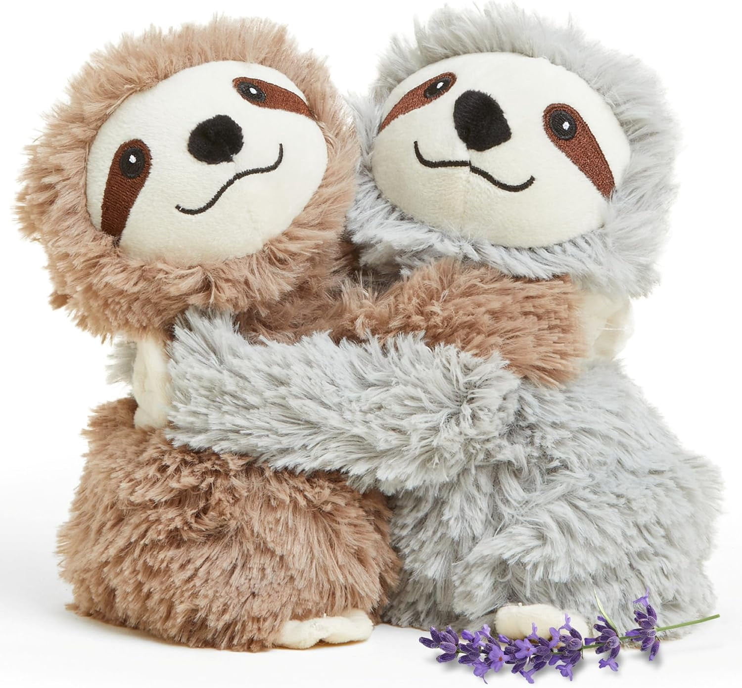 Warmies Hugs Duo 9" Sloth Stuffed Animal, Microwavable Heated Plushies and Weighted Soft Plush Toys