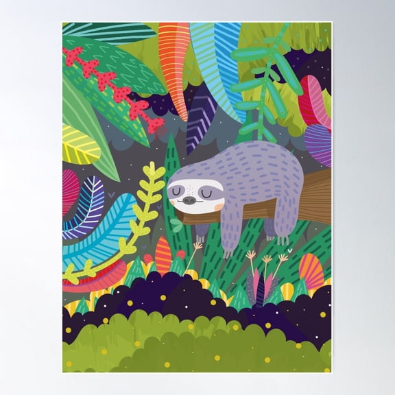 Sloth In Nature Poster Wall Art, Modern Wall Decor For Living Room Bedroom, 8x12 UNFRAMED