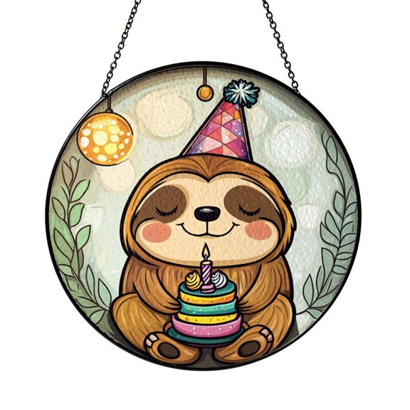 Sloth Inspired Glass Window Hanging Decor, Cute Animal Light Catching Art, Decorative Glass Accent for Home Window Display, Whimsical Nature Style Hanging Ornament for Interior Styling