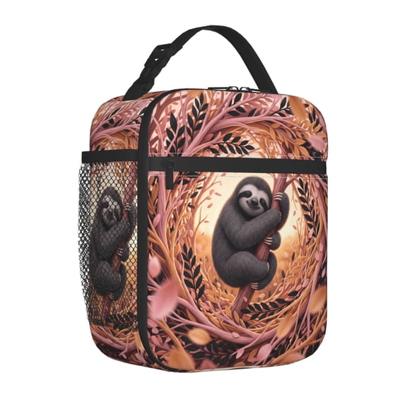 Sloth Insulated Lunch Bag Lightweight Cooler Box Reusable Meal Organizer Office Commute Portable Handheld Travel Bag Animal Graphic Print Daily Use Bag
