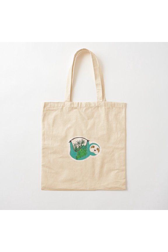 Sloth Island Canvas Tote Bags, Reusable Shopping Bag