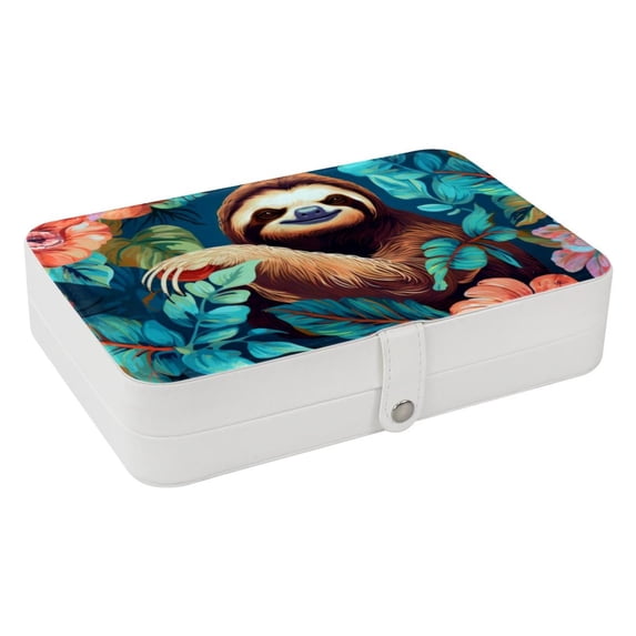 Sloth Jewelry Organizer Travel Organizer Display Case - PU Leather with Removable Compartment, Portable