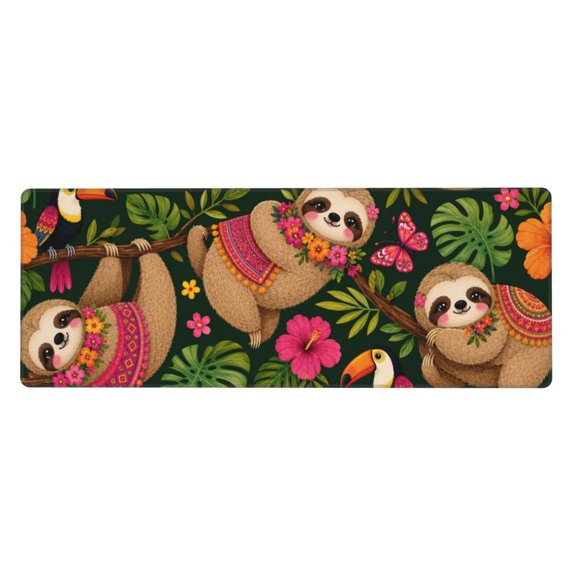 Sloth Jungle Folk Pattern Mouse Pad Extended Large Gaming Mousepad Non-Slip Rubber Big Keyboard Desk Mat 31.5 X 11.8 Inch