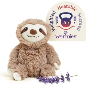 warmies Junior 9 Sloth Stuffed Animal, Microwavable Heated Plushies and Weighted Soft Plush Toys
