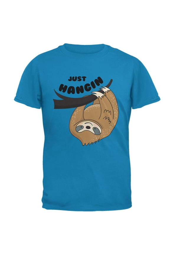 Sloth Just Hangin' Pun Mens T Shirt Sapphire 2XL