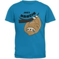 thumbnail image 1 of Sloth Just Hangin' Pun Mens T Shirt Sapphire LG, 1 of 1