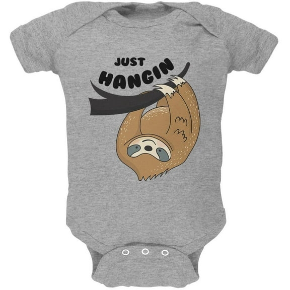 Sloth Just Hangin' Pun Soft Baby One Piece Heather 18-24 M
