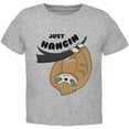 thumbnail image 1 of Sloth Just Hangin' Pun Toddler T Shirt Heather 3T, 1 of 1