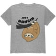 thumbnail image 1 of Sloth Just Hangin' Pun Youth T Shirt Heather YSM, 1 of 1