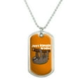 thumbnail image 1 of Sloth Just Hanging Around Military Dog Tag Pendant Necklace with Chain, 1 of 4