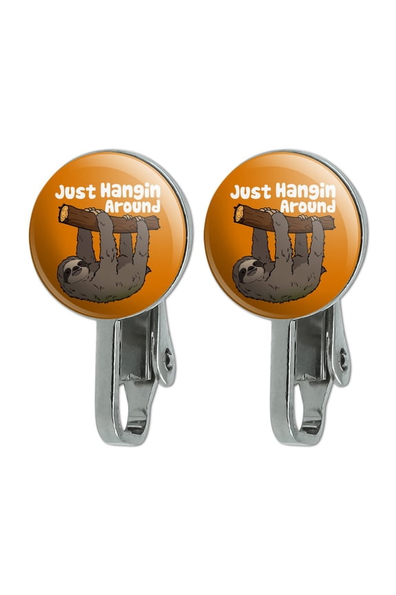 Sloth Just Hanging Around Novelty Clip-On Stud Earrings