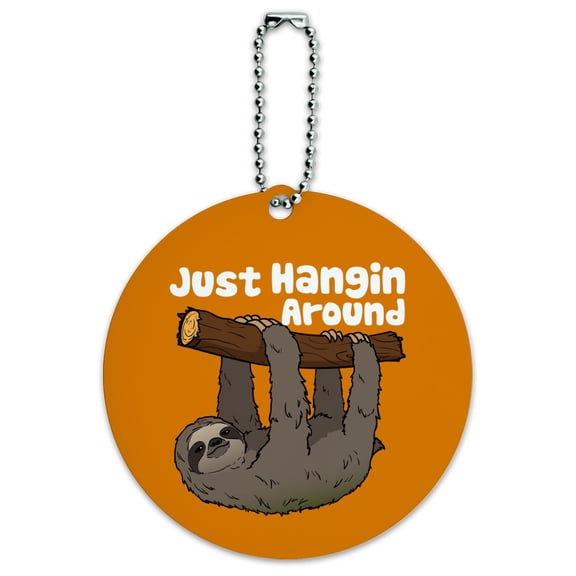 Sloth Just Hanging Around Round Luggage ID Tag Card Suitcase Carry-On