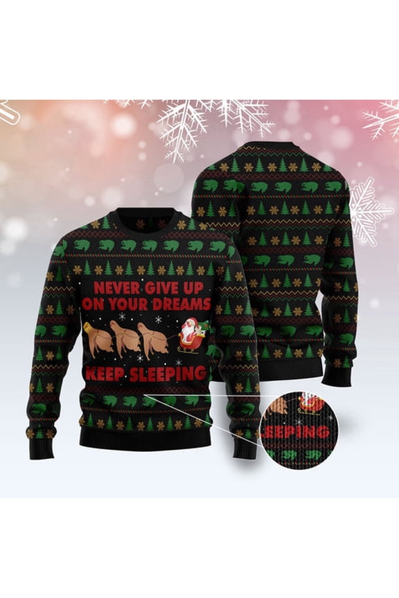 Sloth Keep Sleeping 3D Christmas Sweater, Funny Xmas Sweater, Sweater Xmas