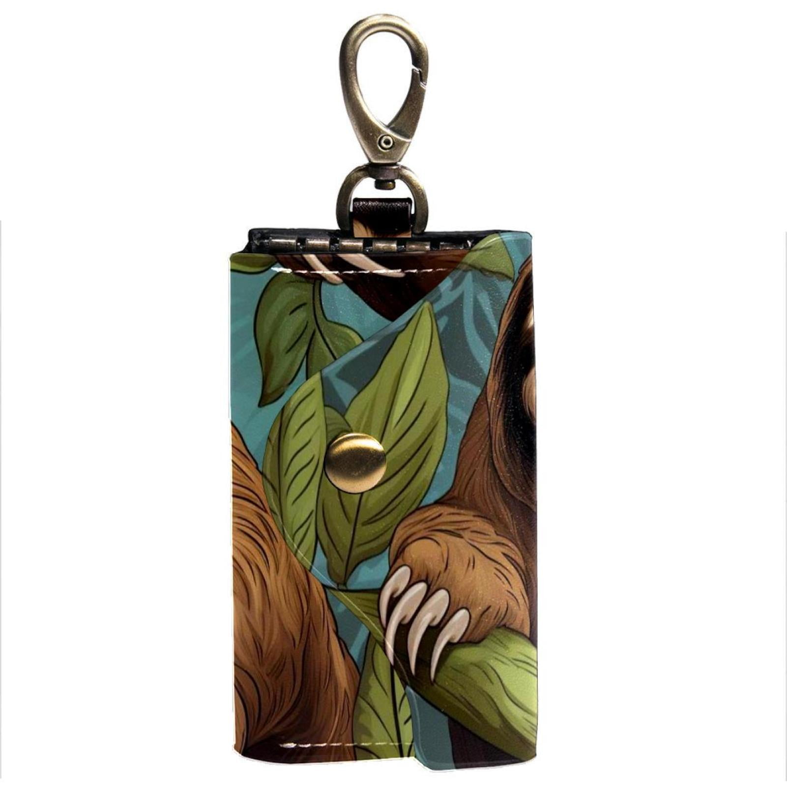 Sloth Key Bag Card ID Holder Wallet with 6 Hooks and Side Pockets