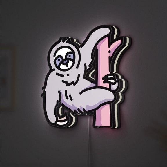 Sloth LED Lightbox - Amazon Jungle Zoo Wildlife Decor, Custom Led Sign for Home Office Shop Decor (Width 8 inch, 20cm)