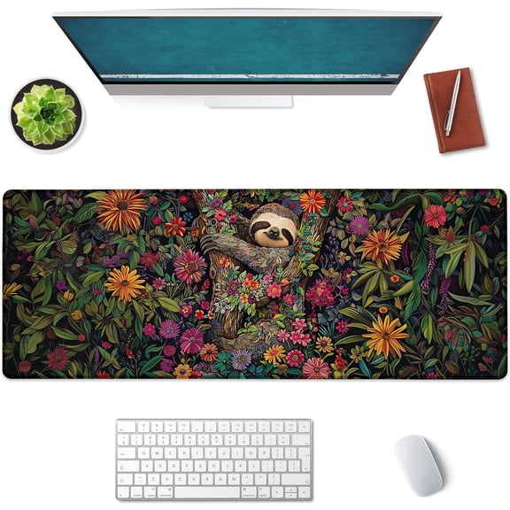 Sloth Large Mouse Pad, Gaming Mouse Pad, Non-Slip Rubber Base, Office Accessories, Desk Mat, Animal MousePads for School, Work, Home Decor Gifts 31.5" x 11.8"