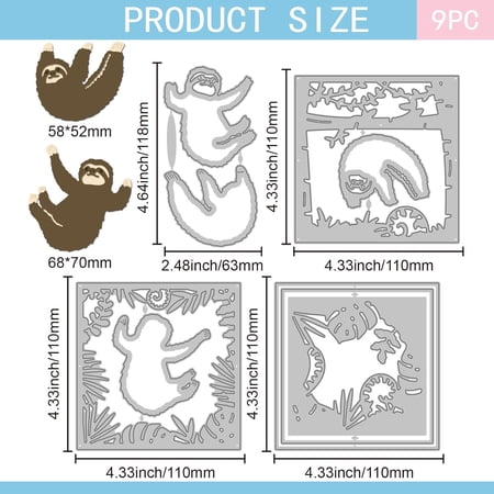 Sloth Layering Cutting Dies Metal Tropical Jungle Die Cuts Cute Animal Background Cutting Embossing Templates for Scrapbooking Crafts Paper Cards Making