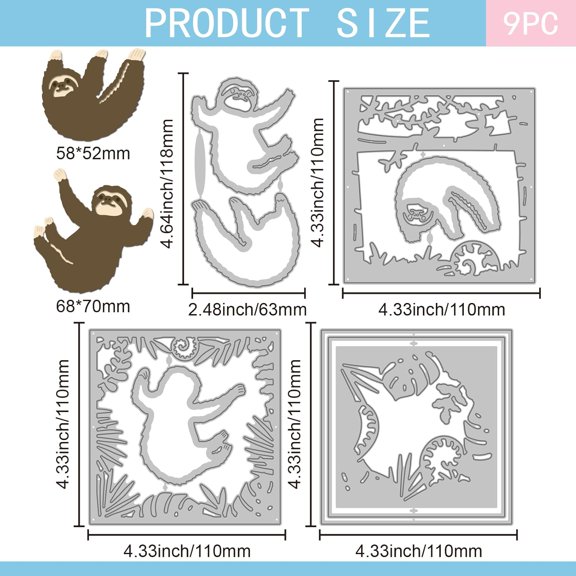 Sloth Layering Cutting Dies Metal Tropical Jungle Die Cuts Cute Animal Background Cutting Embossing Templates for Scrapbooking Crafts Paper Cards Making