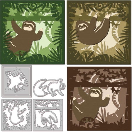 Sloth Layering Cutting Dies Metal Tropical Jungle Die Cuts Cute Animal Background Cutting Embossing Templates for Scrapbooking Crafts Paper Cards Making for DIY