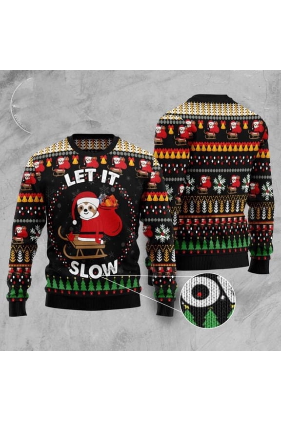 Sloth Let It Slow 3D Christmas Sweater, Christmas Sweater, 3D Sweater, Funny Xmas Sweaters