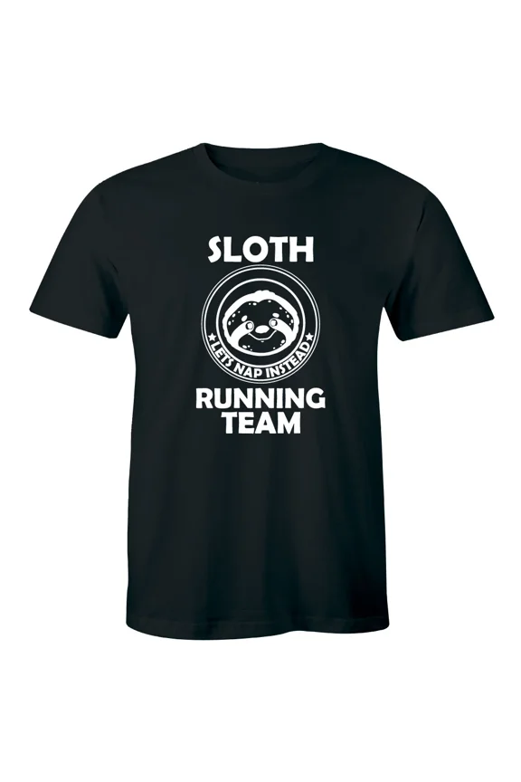 Sloth Let's Nap Instead Running Team T-Shirt for Men Funny Gift Humor Tee