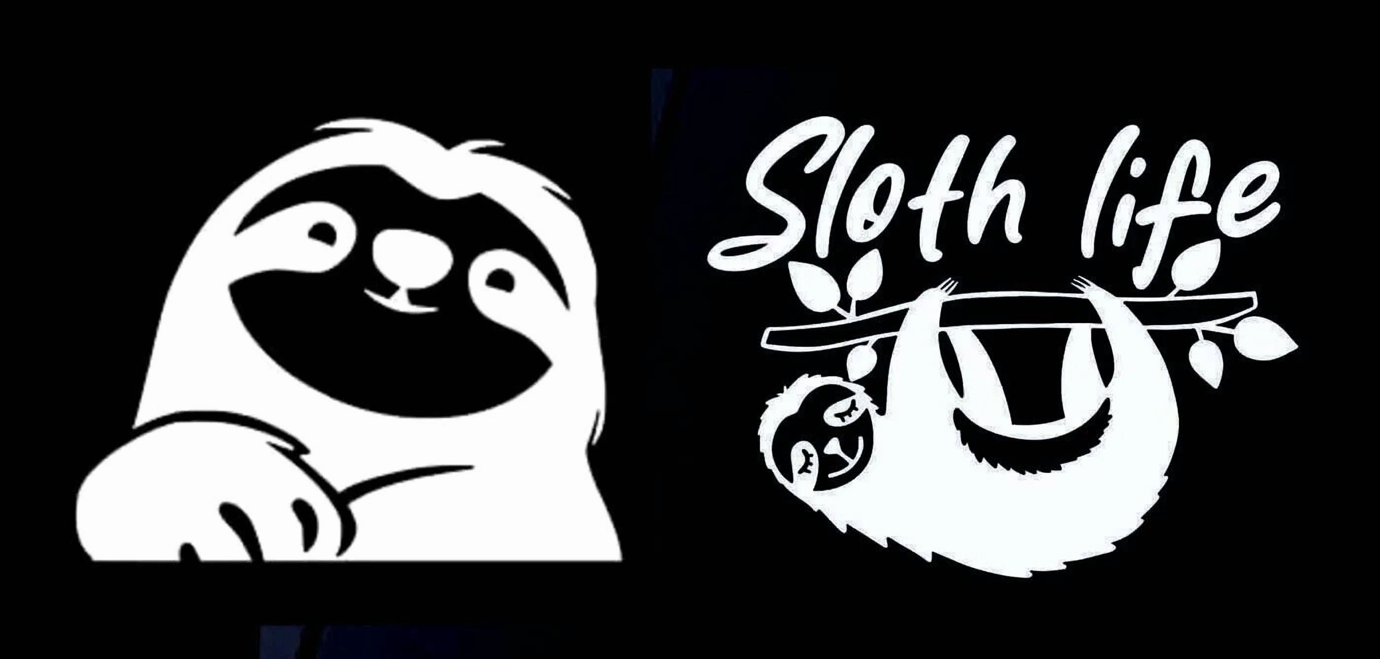 Sloth Life Spirit Animal 2 Pk White Vinyl Decals Car Truck Window ...