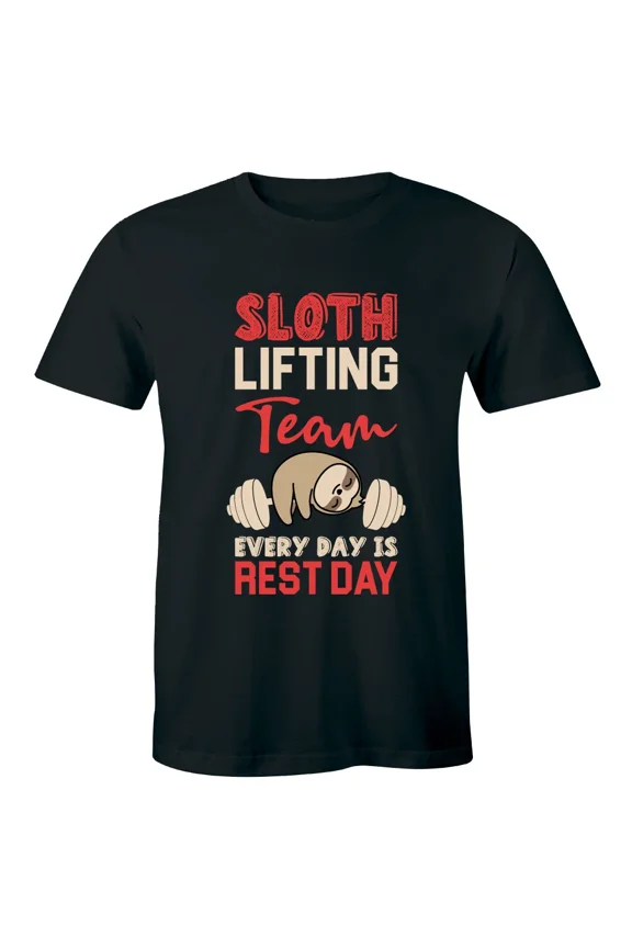 Sloth Lifting Team Every Day Is Rest Day Men's T-Shirt Funny Fitness Workout Tee
