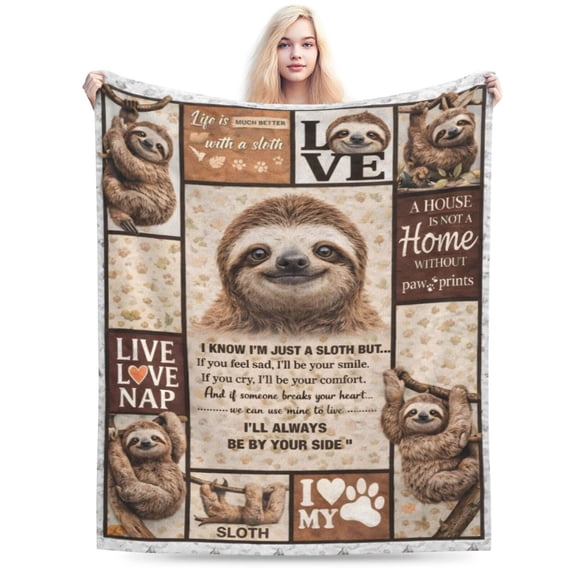 Sloth Love Blanket Cute Sloth Animal Blanket Cozy Throw Gift for Women Girls Birthday Christmas Valentines Day 50x40