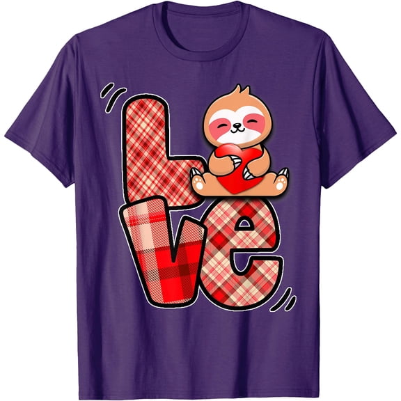 Sloth Love Holding Heart Valentines Day Cute Animal Lover Unisex T-Shirt for Men Women Kids Toddler