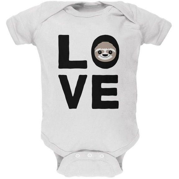 Sloth Love Series Soft Baby One Piece White 18-24 M