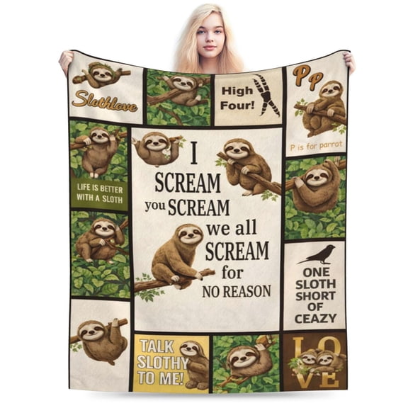 Sloth Lover Blanket Funny Cute Sloth Blanket Gift for Women Girls Sloth Lovers Birthday Valentines Day Christma 50x40