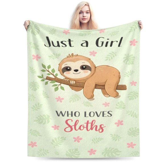 Sloth Lover Quote Blanket Cute Animal Throw Soft Cozy Fleece Gift for Women Girls Birthday Present Couch Bed Home Decor 50x40