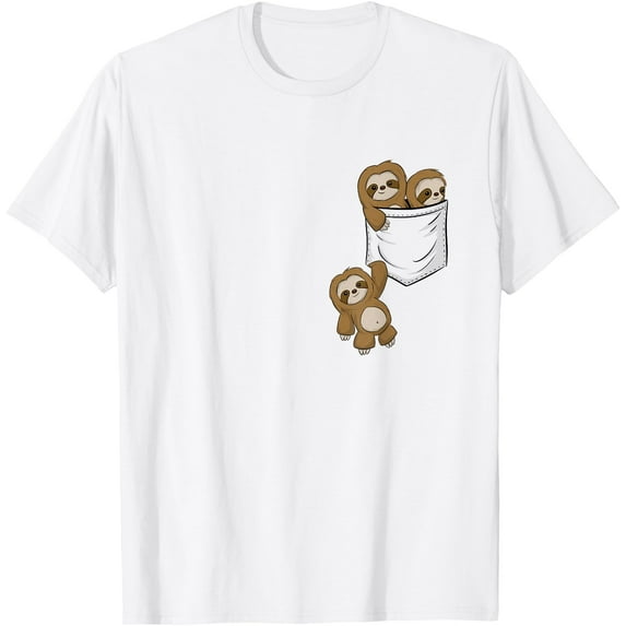 Sloth Lovers Cute Kawaii Baby Sloths In Fake Pocket Graphic Unisex T-Shirt for Men Women Kids Toddler