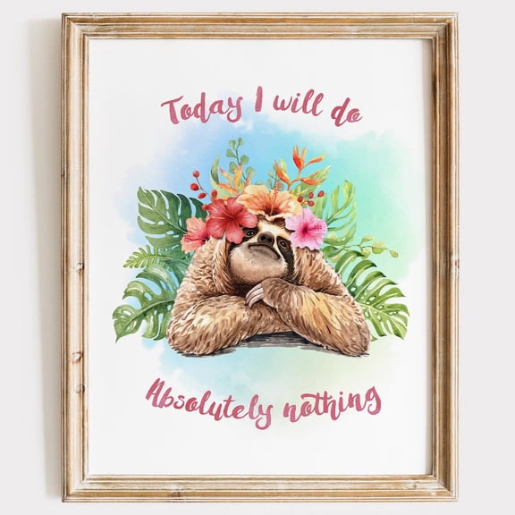 Sloth Minimal Animal Wall Decor Unframed Paper Print