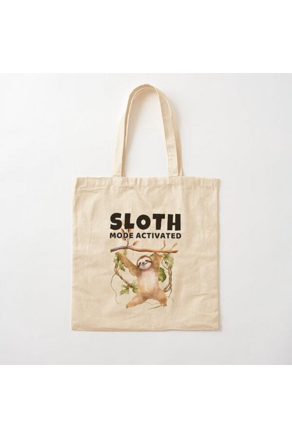 Sloth Mode Activated Cotton Tote Bag Canvas Tote Bag, Family Gift For Mother, Her