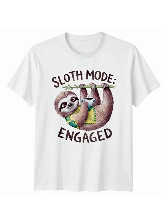 Sloth Mode Engaged Animal Pun Lazy Graphic Classic Look For Casual Occasions T-Shirt, Size S-5XL