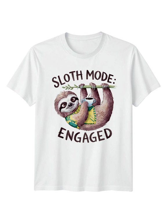 Sloth Mode Engaged Lazy Animal Graphic T-Shirt